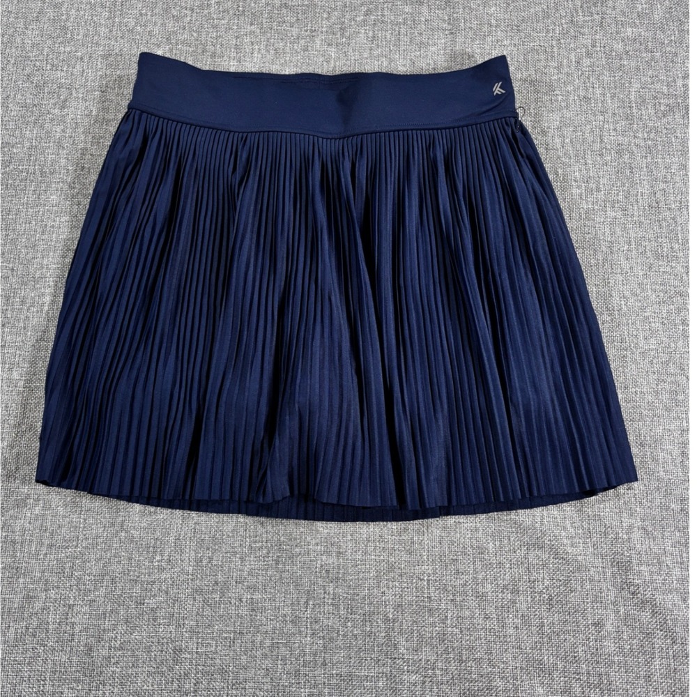 Kyodan Pleated Tennis Skort Preppy Athletic Skirt Built-in Shorts Navy Blue XS